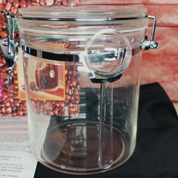 Dunkin Donuts Vintage 1996 Glass Coffee Bean Canister With Scoop! Holds 1 lb - Picture 9 of 15